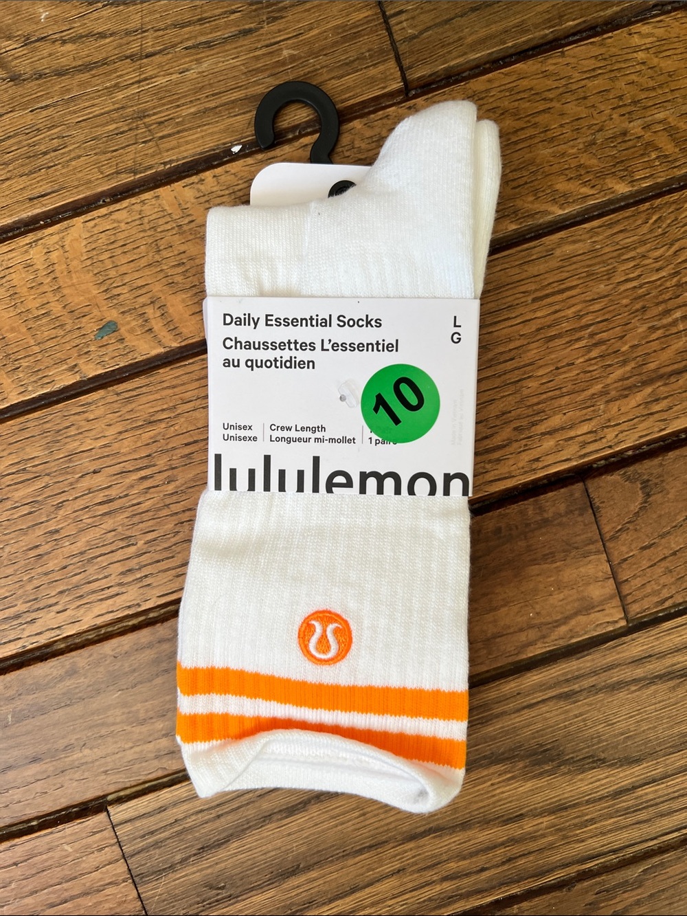 Lululemon Citrus Sizzle Daily Essential Crew Socks Size L New With Tags NWT